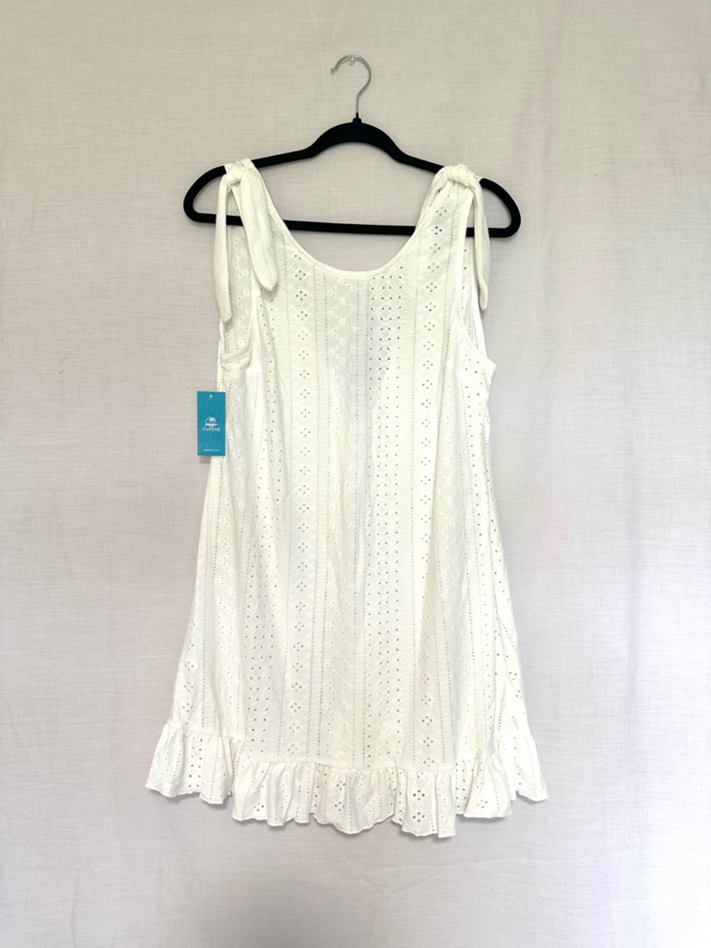 Cupshe White Eyelet Tie-Shoulder Swim Coverup